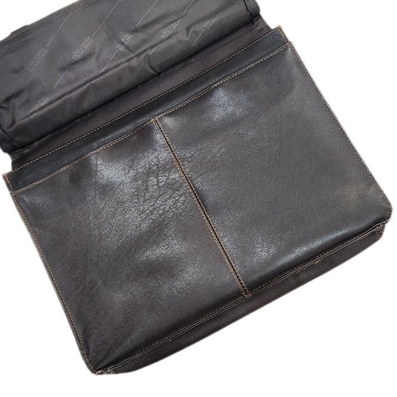KENNETH COLE Leather Messenger Briefcase,Dark Brown Men's OS - Picture 4 of 13